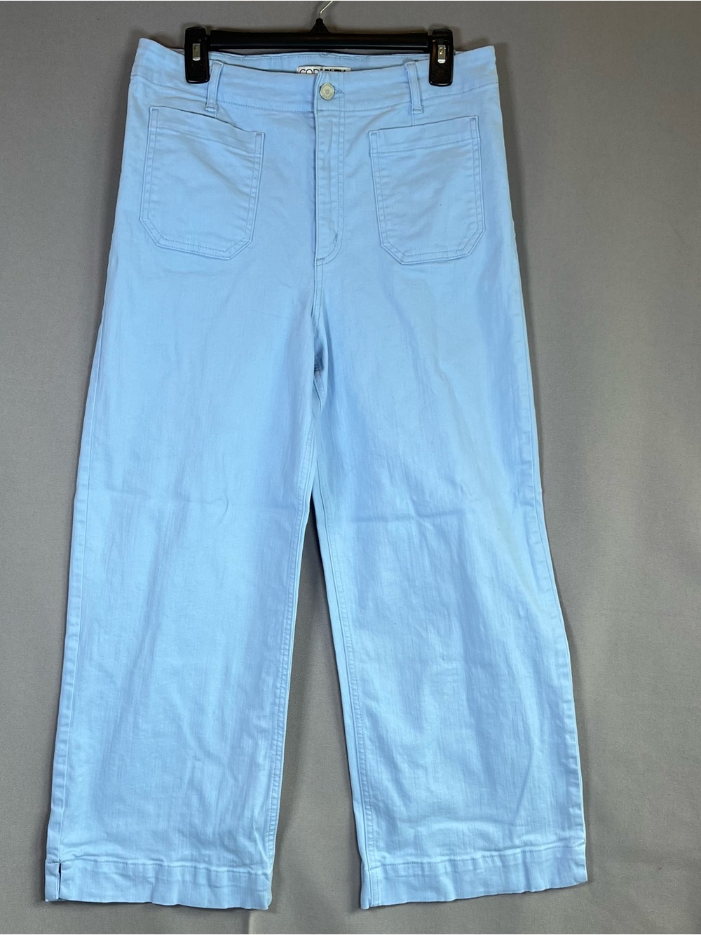 Code Bleu Womens sz12 Light Blue High Rise Wide-Leg Cropped Pants Stretch